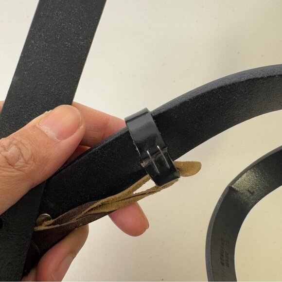 Vintage Guess Black Leather 90s Y2K Minimalist Belt Made in USA Size L - Picture 4 of 14